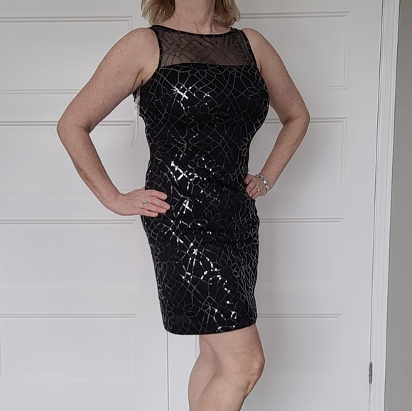 NWOT Chaps size 6 Black and silver cocktail dress - Picture 12 of 12